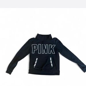 VICTORIA'S SECRET PINK Black Half-Zip Pullover Hoodie M